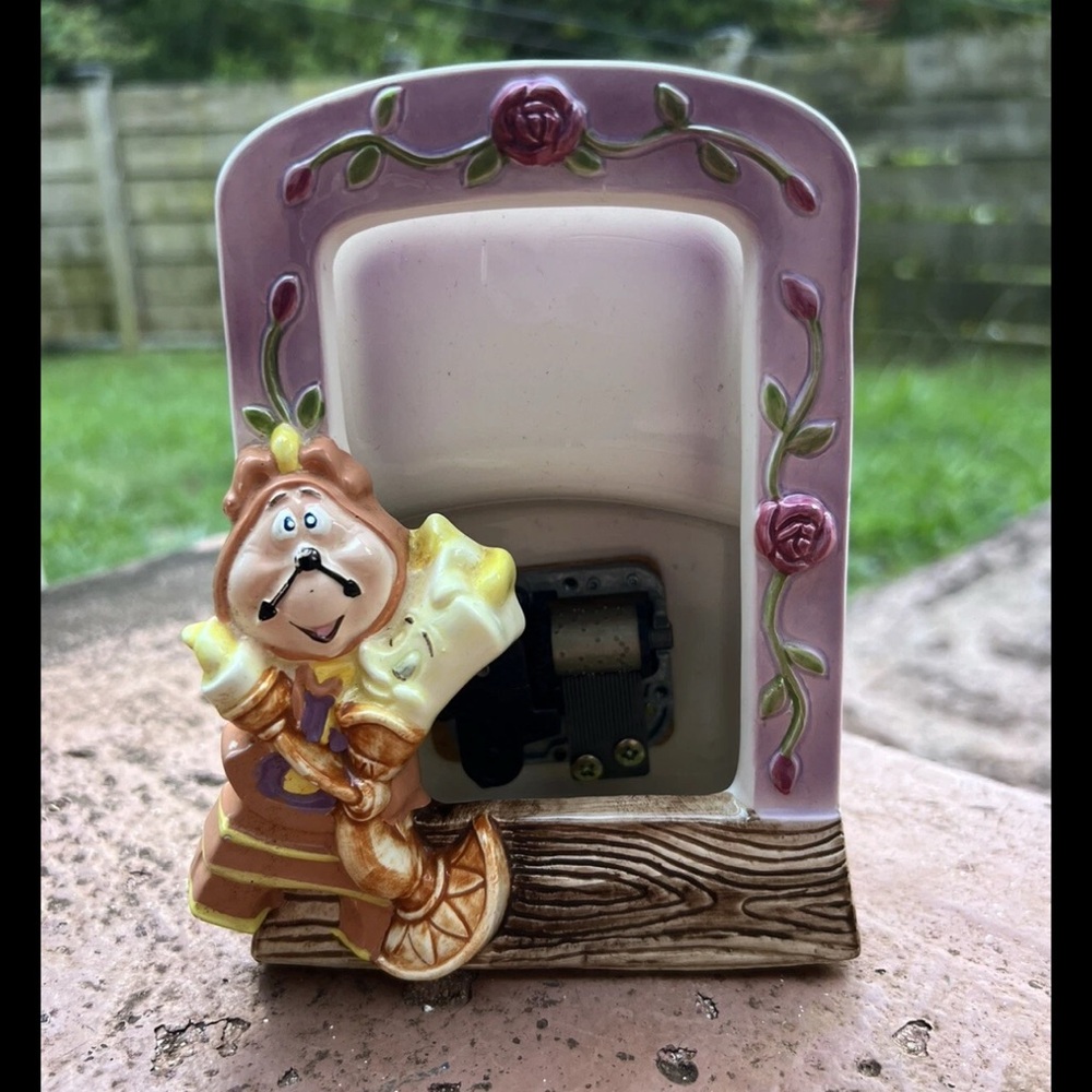 Vintage Disney Tokyo Japan Beauty & The Beast‎ Cogsworth Photo Frame Music Box